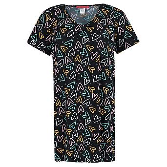 5 More Minutes Women's Hearts V-Neck Short Sleeve Night Shirt