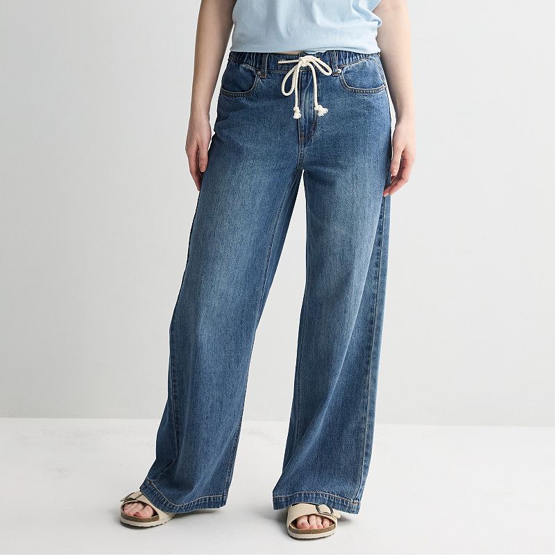 Juniors' SO® High Rise Pull-On Wide Leg Jeans, Adult Unisex,