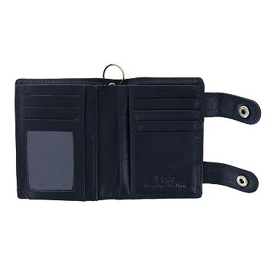 CTM Men's Leather Eagle RFID Zip Around Chain Wallet