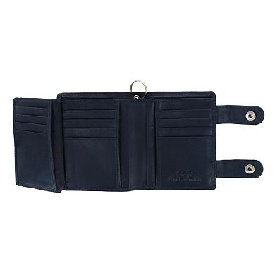 CTM Men's Leather Eagle RFID Zip Around Chain Wallet