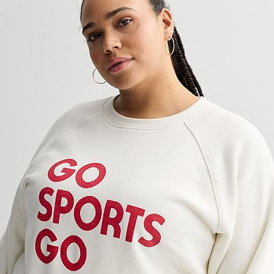 Plus Size Sonoma Goods For Life® Fleece Crew Neck Graphic Sweatshirt