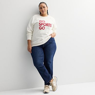 Plus Size Sonoma Goods For Life® Fleece Crew Neck Graphic Sweatshirt