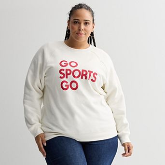 Plus Size Sonoma Goods For Life® Fleece Crew Neck Graphic Sweatshirt