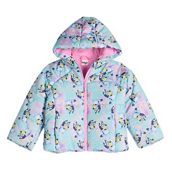 Toddler Girls Dreamwave Bluey Puffer Jacket With Hood