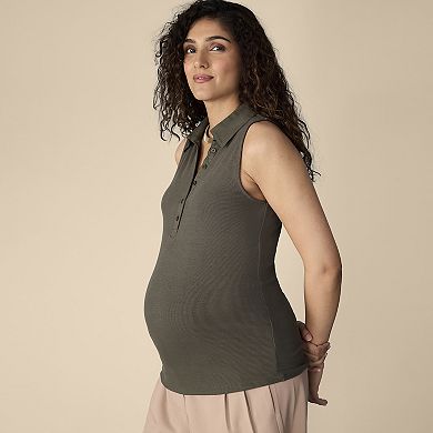 Maternity Motherhood® Sleeveless Polo Top