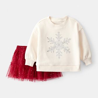 Baby Girl Carter's 2 pc Snowflake Print Long-Sleeve Top & Skirt Set