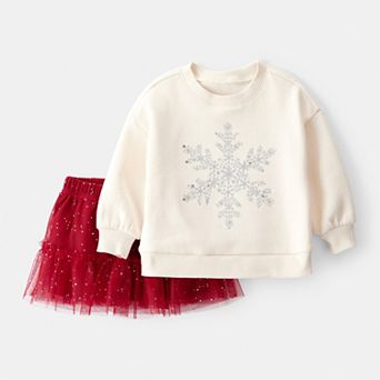 Baby Girl Carter's 2 pc Snowflake Print Long-Sleeve Top & Skirt Set