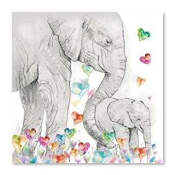 COURTSIDE MARKET Mom & Baby Elephant 16x16 Canvas