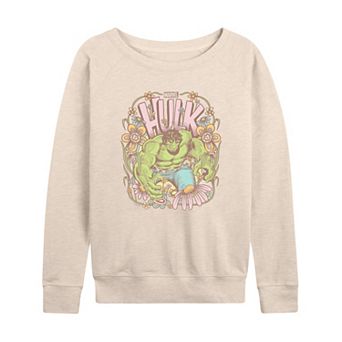 Women's Marvel Hulk Vintage Floral French Terry Long Sleeve Tee