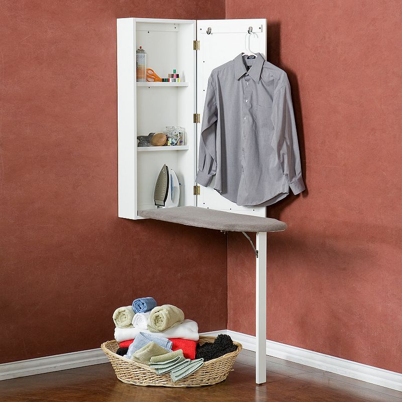 Wall-Mounted Ironing Board Cabinet, Adult Unisex, Size: Furniture, White