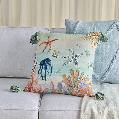 Mina Victory Coastal Accessories Under The Sea Throw Pillow