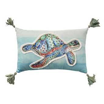 Mina Victory Coastal Accessories Embellished Turtle Throw Pillow