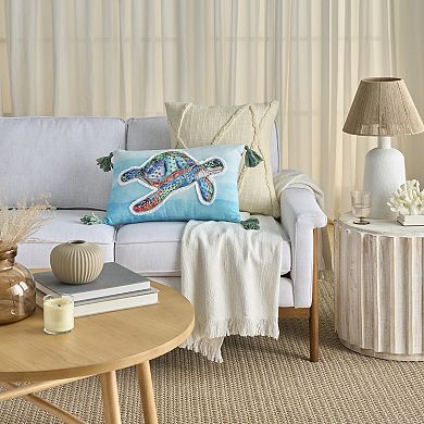 Mina Victory Coastal Accessories Embellished Turtle Throw Pillow