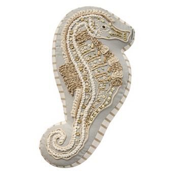 Mina Victory Coastal Accessories Embellished Seahorse Throw Pillow