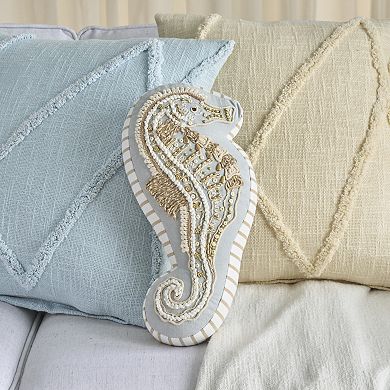 Mina Victory Coastal Accessories Embellished Seahorse Throw Pillow