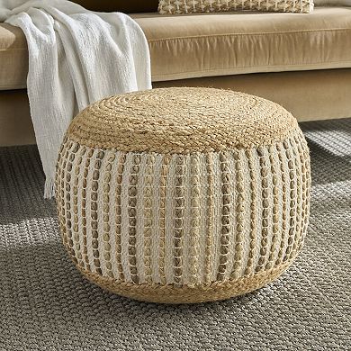 Mina Victory Lifestyle Jute Braids Cotton Pouf