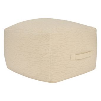 Mina Victory Lifestyle Abstract Wavy Ivory Pouf