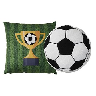 Mina Victory 2 pc Plush Lines Soccer Throw Pillow Set