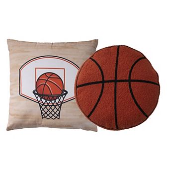 Mina Victory 2 pc Plush Lines Basketball Throw Pillow Set