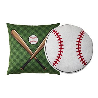 Mina Victory 2 pc Plush Lines Baseball Throw Pillow Set