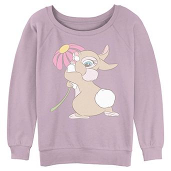 Disney's Bambi Thumper Hugging A Flower Juniors' Graphic Pullover