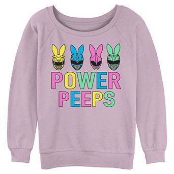 Juniors' Power Rangers Easter Bunny Power Peeps Graphic Pullover