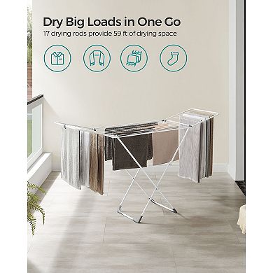 Metal Laundry Clothes Drying Rack With Gullwings Black