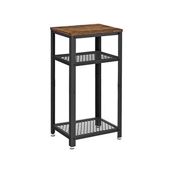 Industrial Side Table, End Telephone Table With 2 tier Mesh Shelves, With Metal Frame