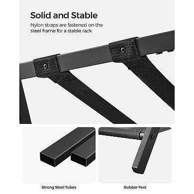 Luggage Rack for Guest Room, Suitcase Stand with Storage Shelf, Steel Frame, Foldable - Set of 2