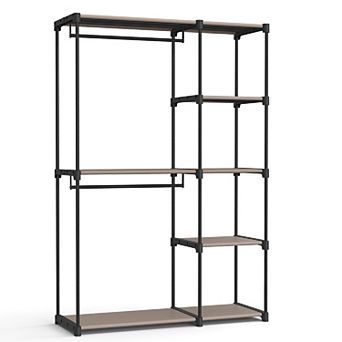 Freestanding Closet Organizer, Portable Wardrobe with Hanging Rods