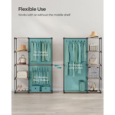 Freestanding Closet Organizer, Portable Wardrobe with Hanging Rods