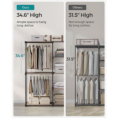 Freestanding Closet Organizer, Portable Wardrobe with Hanging Rods
