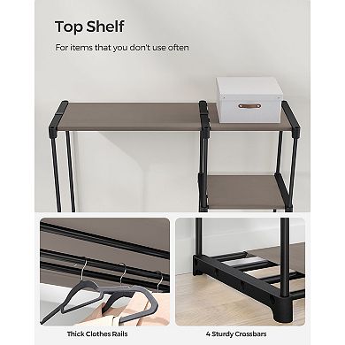 Freestanding Closet Organizer, Portable Wardrobe with Hanging Rods