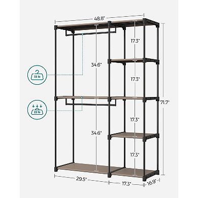 Freestanding Closet Organizer, Portable Wardrobe with Hanging Rods