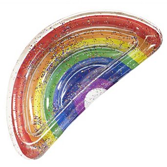 Inflatable Rainbow Half Island Pool Float Glitter PoolCandy