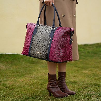 MKF Collection Raven Faux Crocodile-Embossed Womens Duffle, Weekender Bag by Mia K.