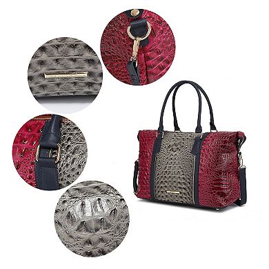 MKF Collection Raven Faux Crocodile-Embossed Womens Duffle, Weekender Bag by Mia K.