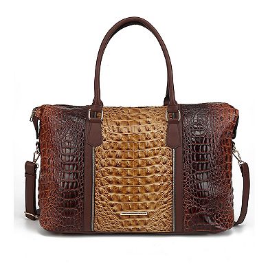 MKF Collection Raven Faux Crocodile-Embossed Womens Duffle, Weekender Bag by Mia K.