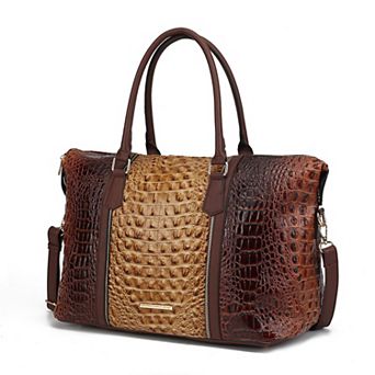 MKF Collection Raven Faux Crocodile-Embossed Womens Duffle, Weekender Bag by Mia K.
