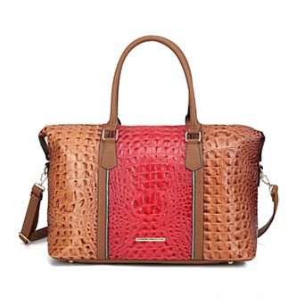 MKF Collection Raven Faux Crocodile-Embossed Womens Duffle, Weekender Bag by Mia K.