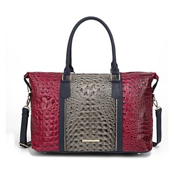 MKF Collection Raven Faux Crocodile-Embossed Womens Duffle, Weekender Bag by Mia K.