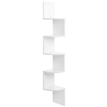Corner Shelf, 5 tier Floating Wall Shelf With Zigzag Design, Bookshelf