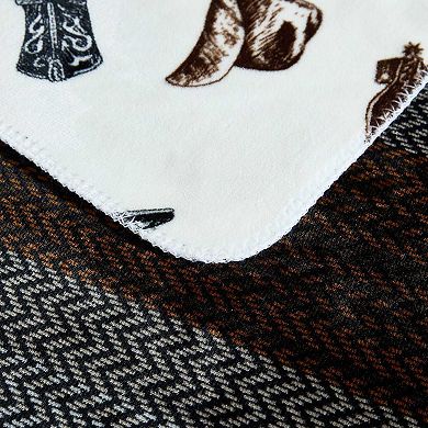 Wrangler Nash Stripe Reversible Brown King Blanket