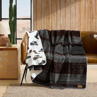 Wrangler Nash Stripe Reversible Brown King Blanket