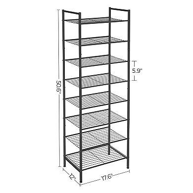Shoe Rack 8 Tier Tall Shoe Storage Organizer, Sturdy Metal Narrow Shoe Rack Shelf