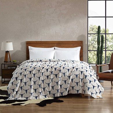 Wrangler Steer Head Blue Throw Blanket
