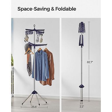 2-tier Quadruped Laundry Air-drying Rack, Space-saving And Foldable with Arms