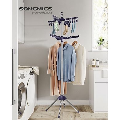 2-tier Quadruped Laundry Air-drying Rack, Space-saving And Foldable with Arms