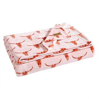 Wrangler Steer Head Pink Throw Blanket