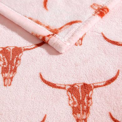 Wrangler Steer Head Pink Throw Blanket